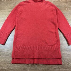 Moth Women's Red Mock Neck Knit Sweater Hi Low Hem Fall Style